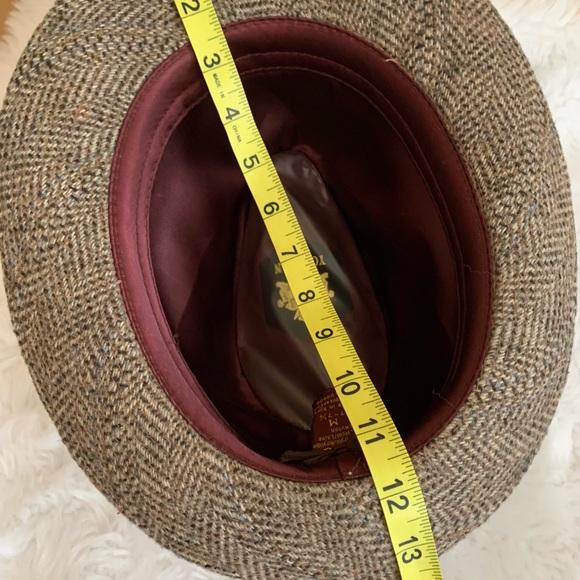 YOUNG AN brown herringbone wool blend Vintage mens Fedora Size 7- 7 1/8 VVGUC++ - Picture 10 of 11